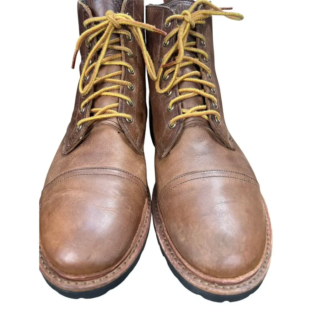 Allen Edmonds Vancouver Brown Leather Waterproof Cap-Toe Lug Boot Size 10 D